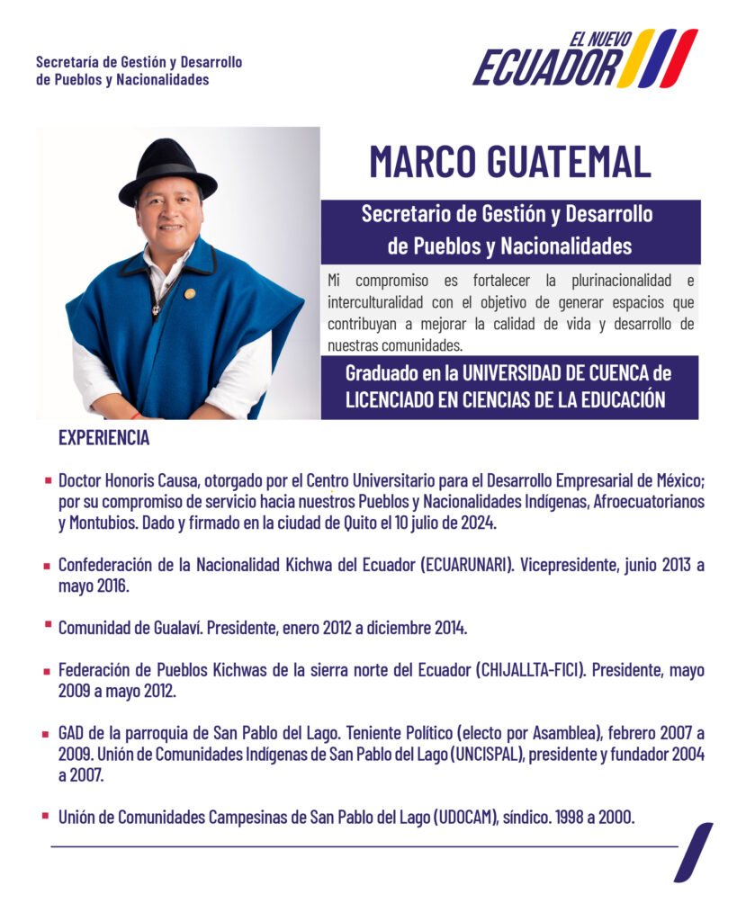 Secretario De Gestión Y Desarrollo De Pueblos Y Nacionalidades Marco